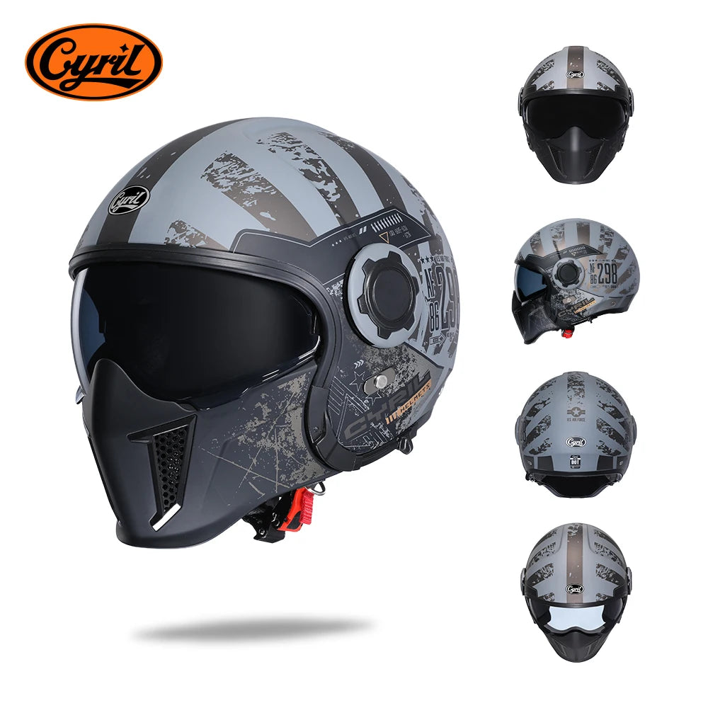 CYRIL Motorcycle Helmet Full Face Open Face Helmets 3/4 Men Women Modular Dual Visor Helmet For Motorcycle ECE DOT Approved