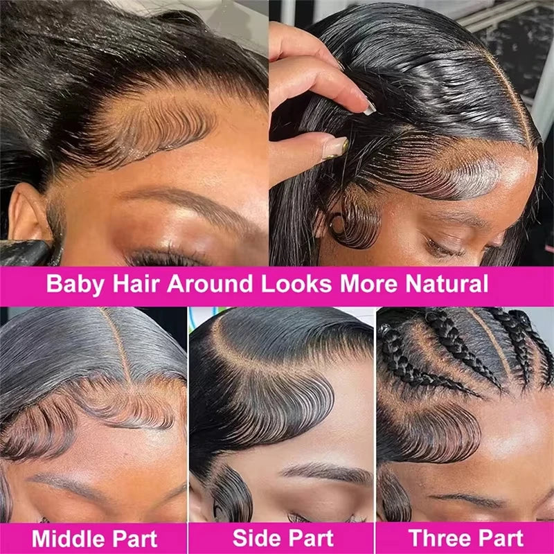 SoGreat 200% Density Body Wave Lace Front Wig 13x6 13x4 Lace Front Wigs Short Bob Human Hair Wigs Natural Black Wig Brazilian