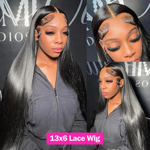 40 Inch Straight Lace Front Wigs Human Hair 250% Density 13x6 Frontal Wig for Women Pre Plucked with Baby Hair