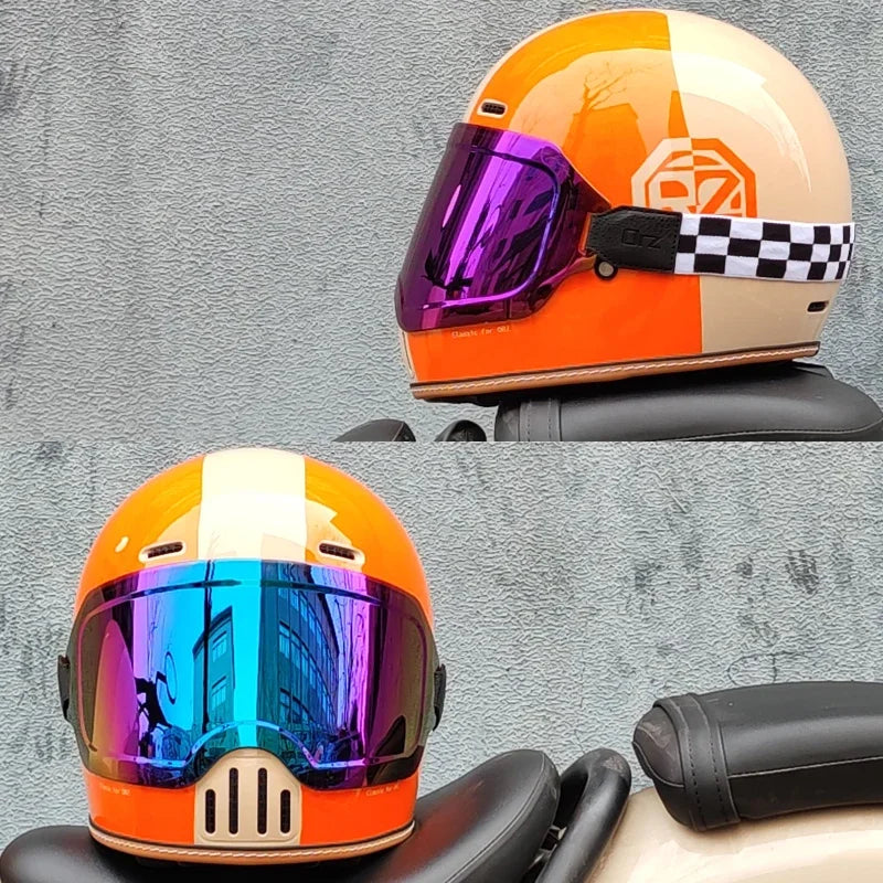 ORZ Retro Motorcycle Full Helmet Motorcycle Helmet Four Seasons Couple Street Bike Helmet Riding Cascos Para Moto