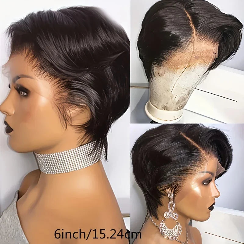 Straight Pixie Cut Wig Short Bob Wigs 13x4 Lace Front Wigs Human Hair Pre Plucked Pixie Cut Wig Brazilian Human Hair 100%