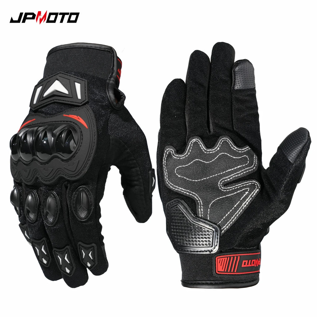 Motorcycle gloves for summer riding with touch-sensitive mesh, hard knuckle protection, full-hand design, suitable for off-road