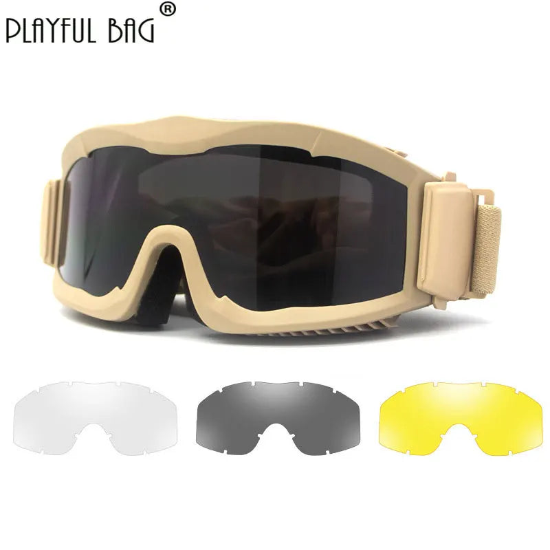 Alpha Tactical Goggles Wind-proof Glasses Eye Protection Airsoft Paintball Outdoor Riding Sports Goggles Motorcycle QG249S