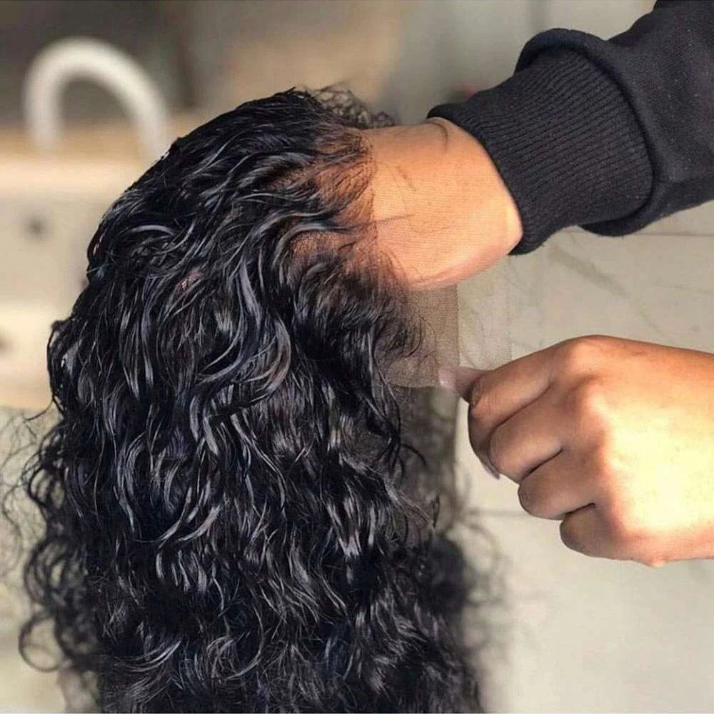 250% Density 4x4 Brazilian Human Hair Lace Front Wig-Deep Kinky Curly Wave 13x6 HD Lace Frontal Wig with Pre-Plucked Baby Hair