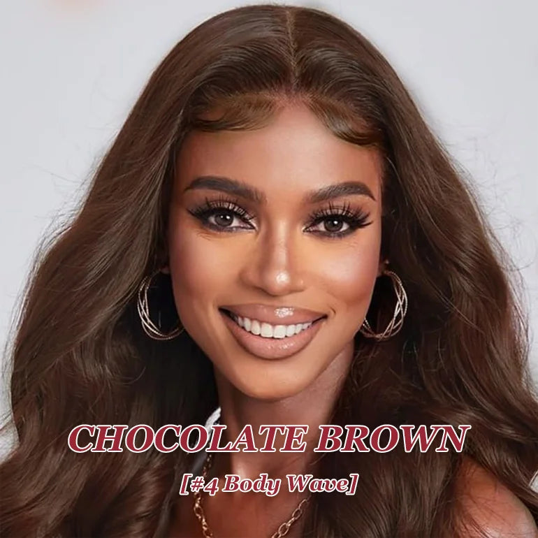 40 Inch #4 Chocolate Brown 200% Density Body Wave 13*4 13*6 HD Transparent Lace Frontal Wig Brazilian Human Hair Wigs For Women