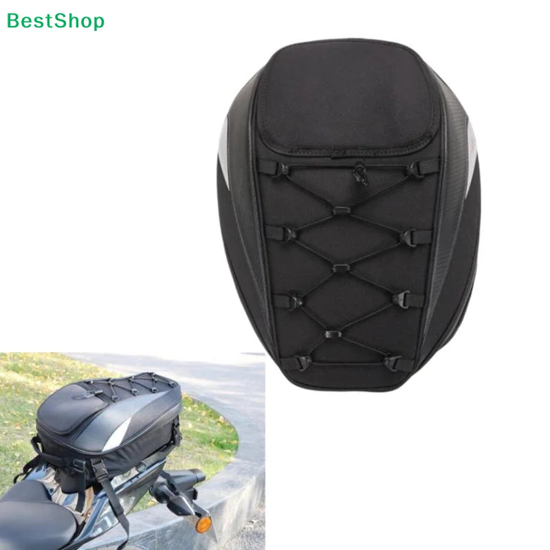 ♫Waterproof Motorcycle Tail Bag,Expandable Helmet Storage Backpack with Molle System for Motorbike Riding