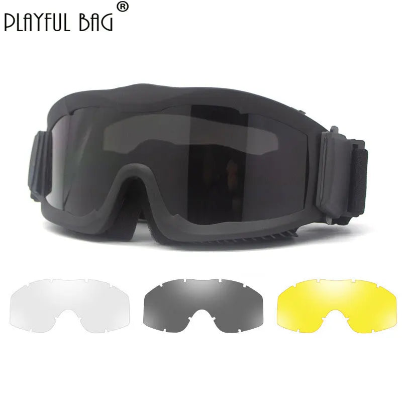Alpha Tactical Goggles Wind-proof Glasses Eye Protection Airsoft Paintball Outdoor Riding Sports Goggles Motorcycle QG249S