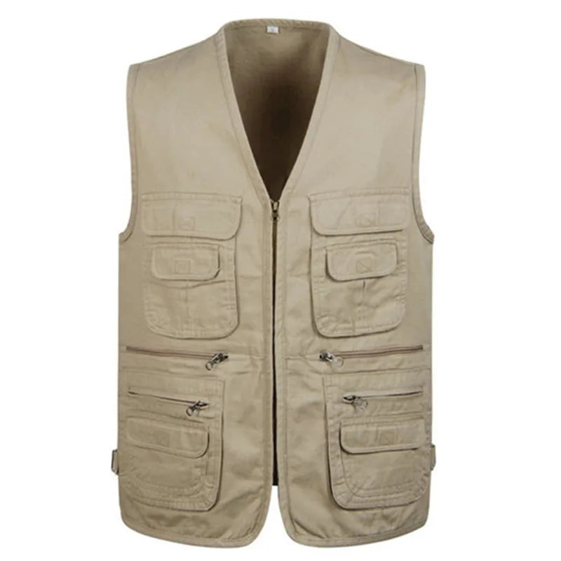 Summer Men Tactical Hiking Fishing Vest Multi-pocket Photographer Waistcoat Outdoor Leisure Male Thin Cargo Jacket Vests S-6XL