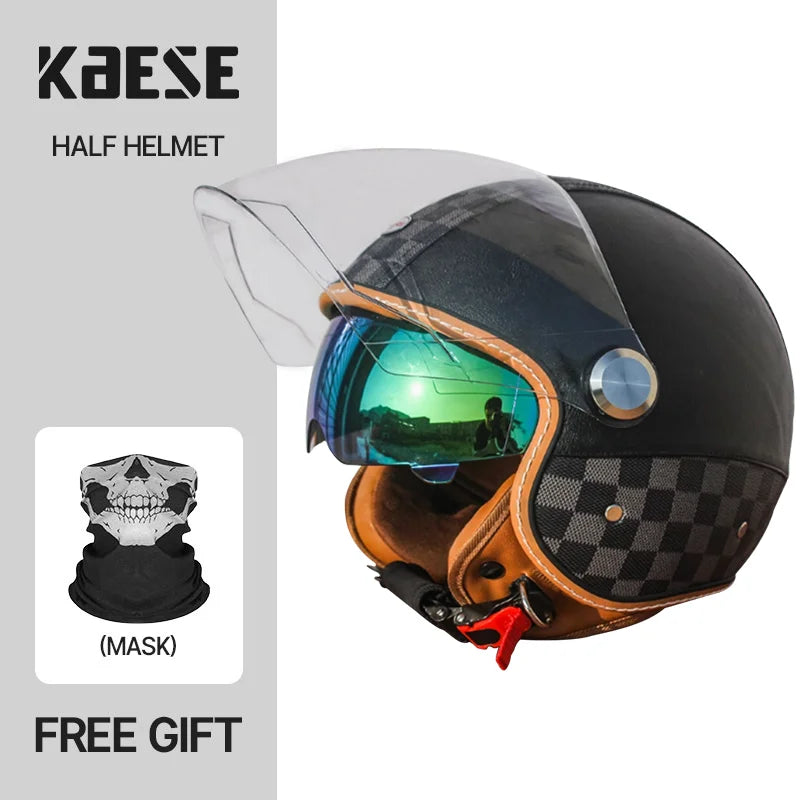 Handmade leather dot certified helmet helmet motorcycle for men for fall and winter seasons capacete de moto masculino