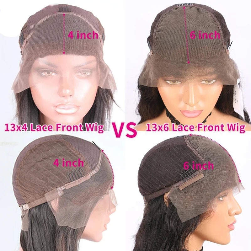 100% Brazilian Remy Human Hair Body Wave 13x4 13x6 Transparent Lace Front Wig Human Hair Pre Plucked Wigs For Women 180% Density