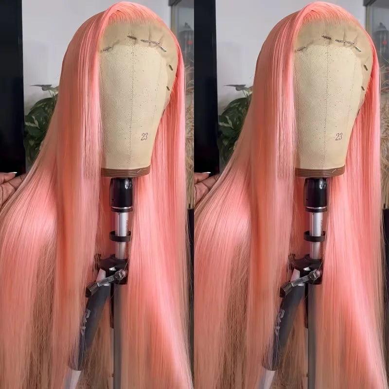 13X4 13X6 Hd Lace Frontal Wigs 200 Density Pink Straight Human Hair Wigs 32 Inch Brazilian Transparent Lace Front wig Preplucked