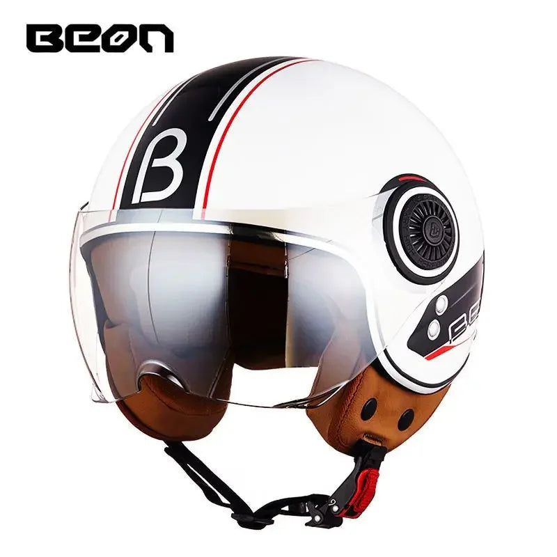Beon Motorcycle Helmet ECE Certification Winter Warm Retro Half Cap Helmet Electric Vehicle Safety Helmet for All Seasons
