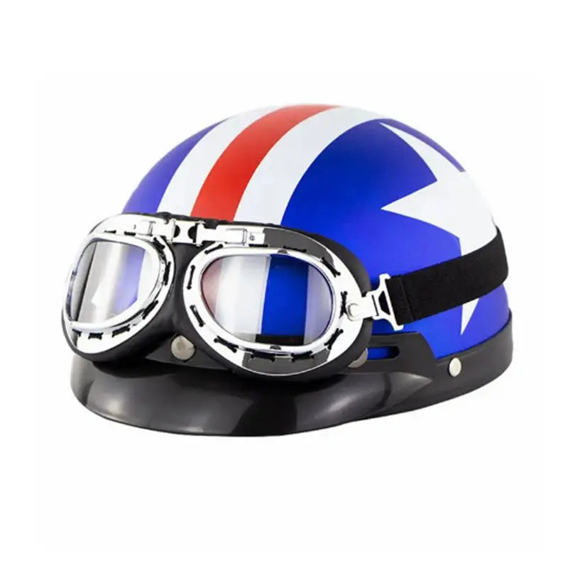 Retro Leather Motorcycle Helmets For Men Women Vintage Moto Half Helmet With Goggles Four Seasons Riding Scooter Capacetes