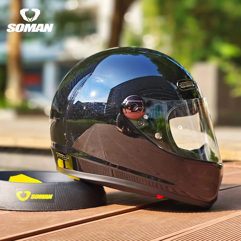 SOMAN Motorcycle Helmet Retro DOT Certification Full Face Helmet Riding Personalized Motorcycle Safety Helmet Casco Moto Casque