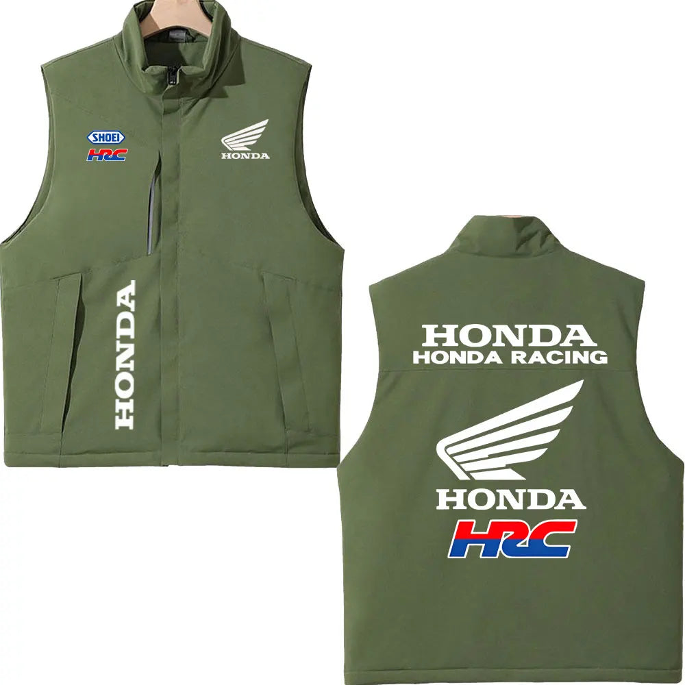 2025 Honda Racing Printed Cotton-Padded Vest Autumn Winter Men's Women's Outdoor Motorcycle Jacket Street Fashion Warm Clothing
