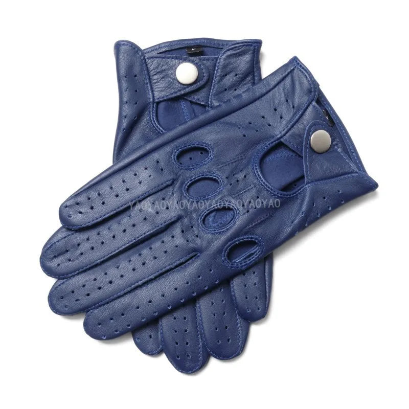 Male Spring 2025 New Leather Gloves Men Top Quality Pure Goatskin No Lining Unlined Breathable Driving Full Finger Mittens