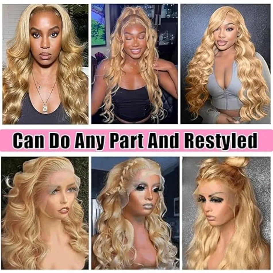 Body Wave Human Hair Wigs 13x4 Human Hair Quality 13x6 Hd Lace Frontal Wigs 250 Density #27 Honey Blonde Lace Front Colored Wigs