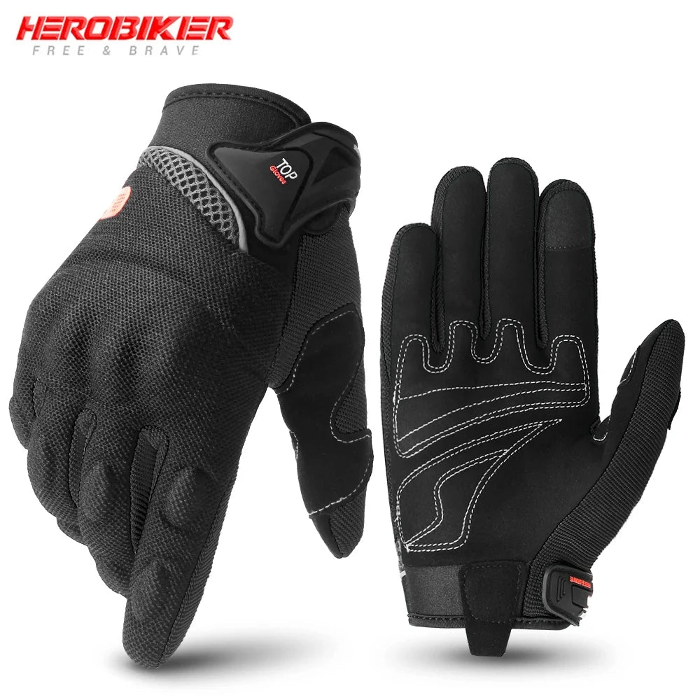 Motorcycle Gloves Summer Breathable Moto Full Finger Gloves Touch Screen Riding Motobike Gloves Moto Protective Gloves 6 Colors
