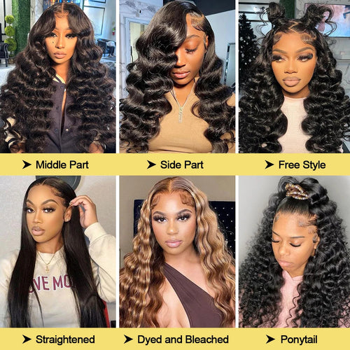 30 Inch Loose Deep Wave 13x6 360 HD Lace Front Wigs Human Hair 220 Density Brazilian Curly 4x4 Lace Closure Wig Preplucked