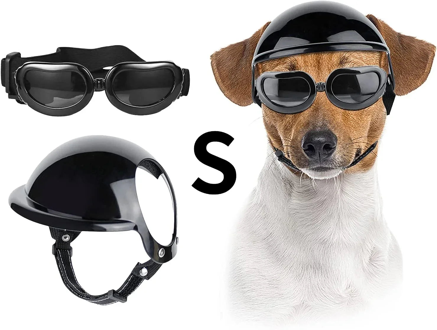 ATUBAN Dog Helmet and Goggles-UV Protection Doggy Sunglasses Dog Glasses Pet Hat Motorcycle Helmets Protection for Puppy Riding