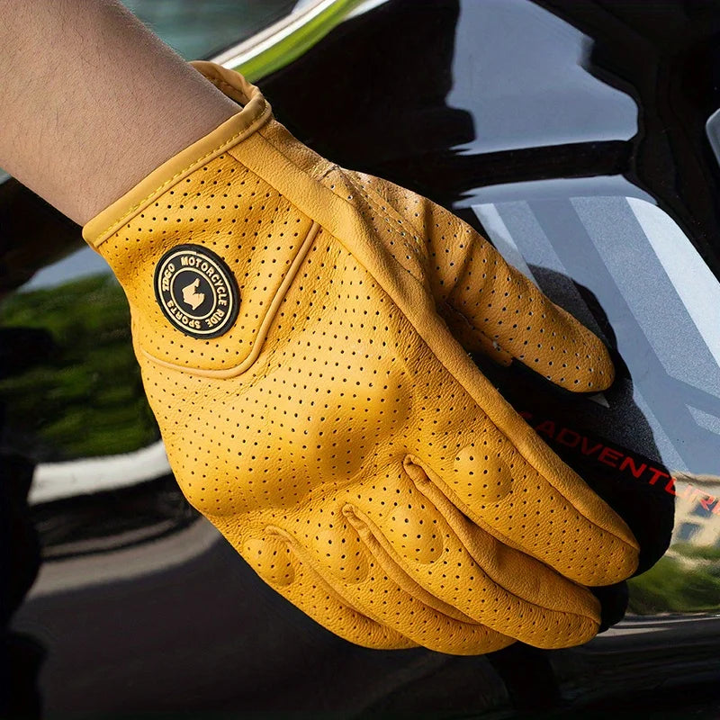 Motorcycle gloves windproof and waterproof leather men's riding gloves touch screen motorcycle off-road gloves winter