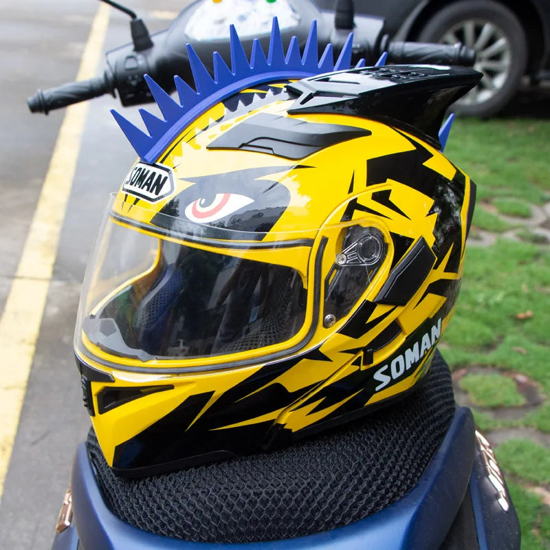 Universal Rubber Dirt Biker Motocross Mohawk Biker Helmet Mohawks Spikes Motorcycle Helmet Mohawk Sticker Decoration Accessories