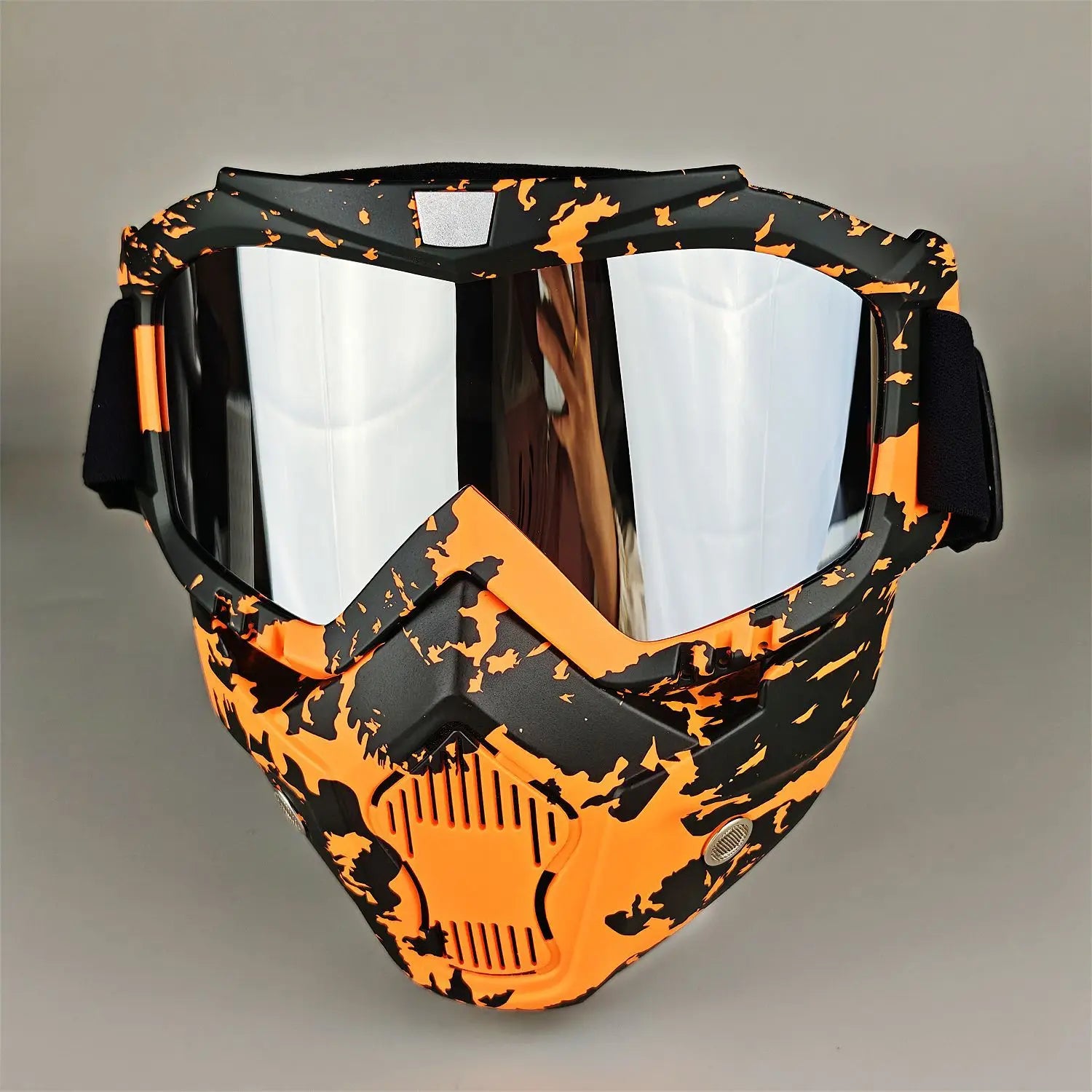 Motorcycle Glasses Riding Glases with Removable Face Mask, Removable Anti-fog Glasses, Mouth Filter, Adjustable Anti-slip Strap
