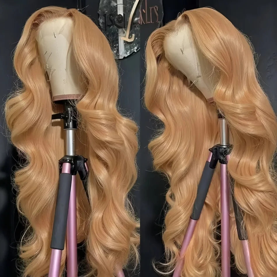 27 Honey Blonde Body Wave Human Hair Wigs 13X6 Hd Lace Frontal Wig 250 Density Human Hair Colored Pre Plucked Brazilian Wig