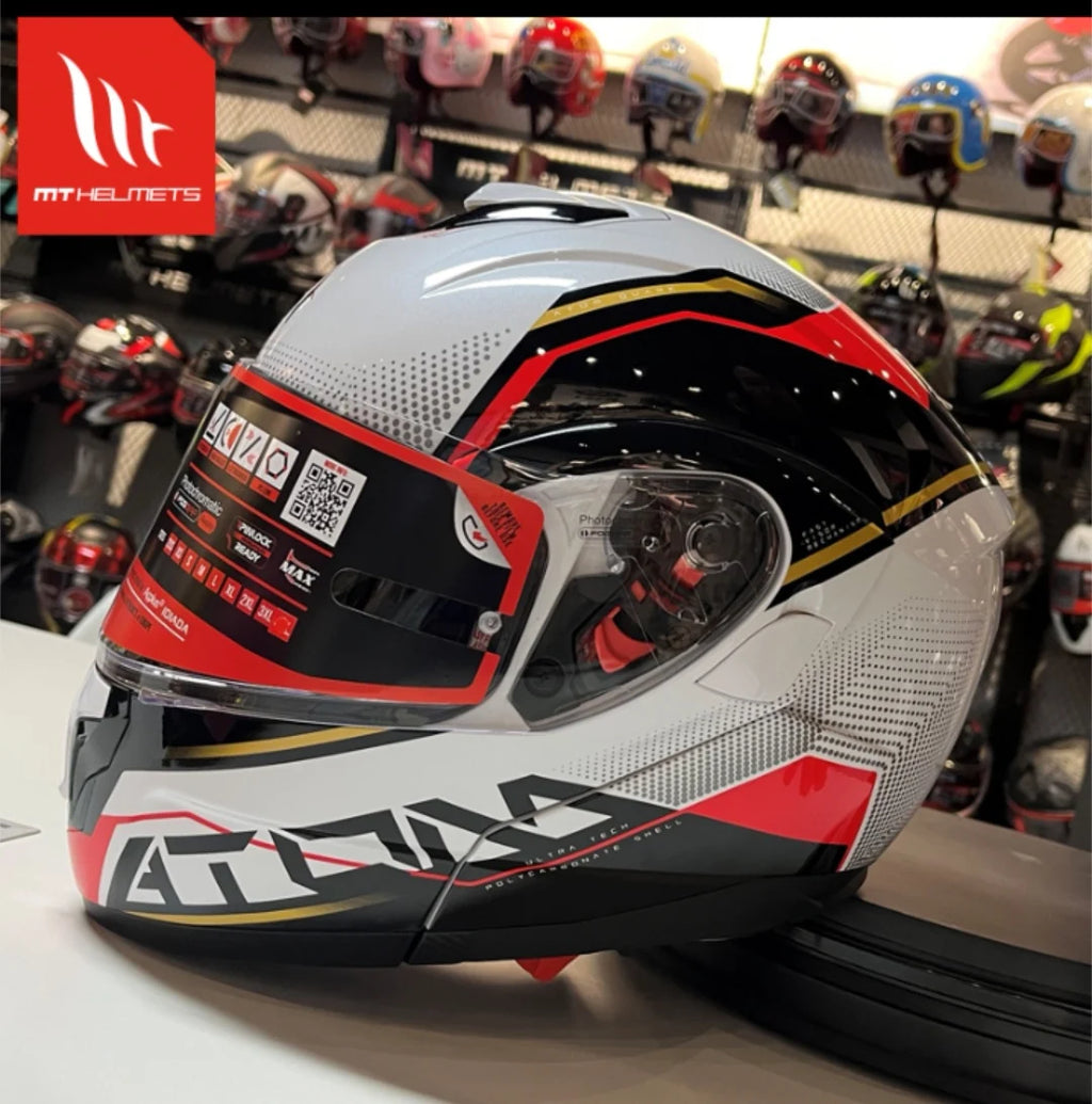 MT ATOM SV Double Lens Flip Up Helmet Motorcycle Safety Full Face Helmet for Men and Women DOT ECE Certification casco moto