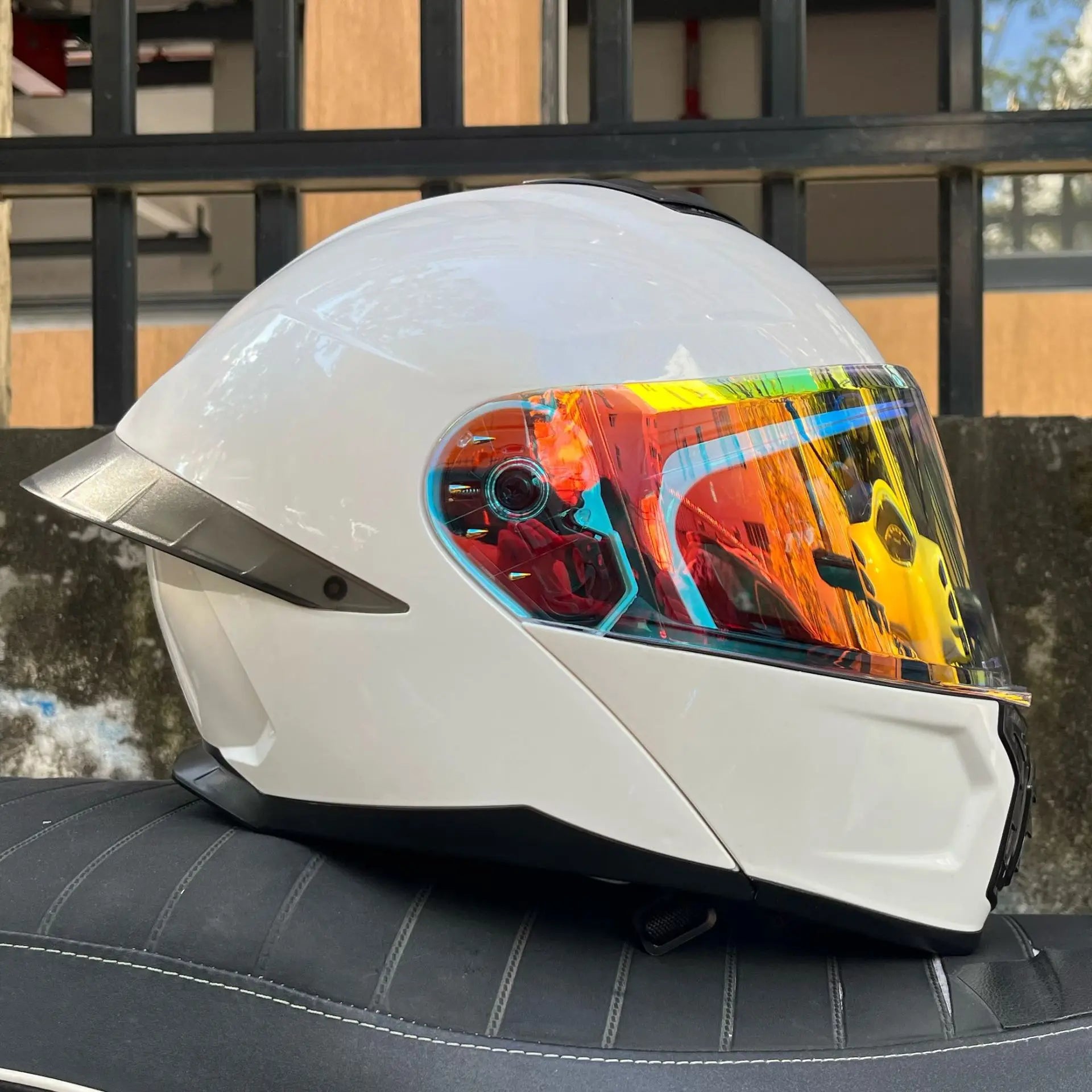 ORZ Motorcycle Helmet Dual Visor Modular Flip Up Full Face Helmet Cascos Para Moto Motocross Night Vision Lens DOT Approved