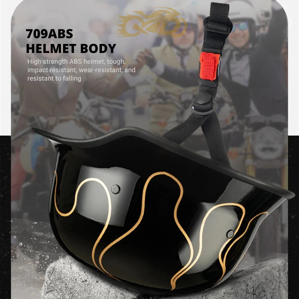 DOT Approved Motorcycle Helmet ABS Material Retro Moto Helmet Capacete De Moto Half Helmet Equipment German Tactical Vintage