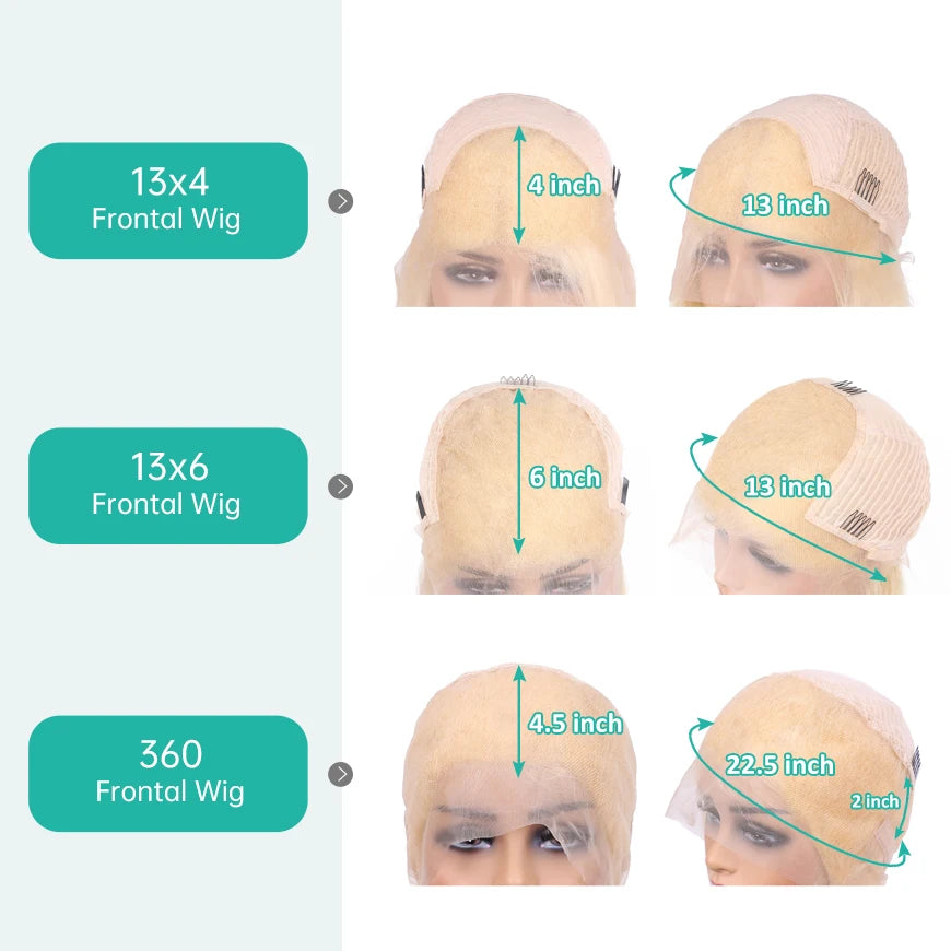 13x4 13x6 360 HD Transparent 613 Honey Blonde Color Lace Front Human Hair Wigs for Women Raw Brazilian Straight Lace Frontal Wig