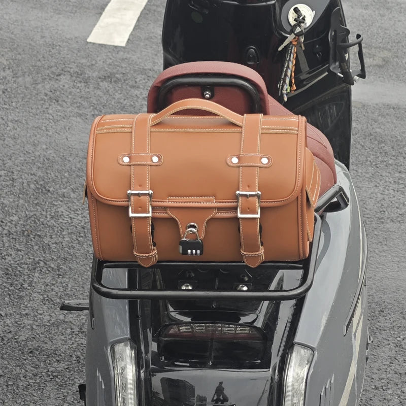 Motorcycle Rear End Bag mopeds Retro Bag Retro Style Back Seat Leather Waterproof bag Moto Acessorios Highcapacity Universal