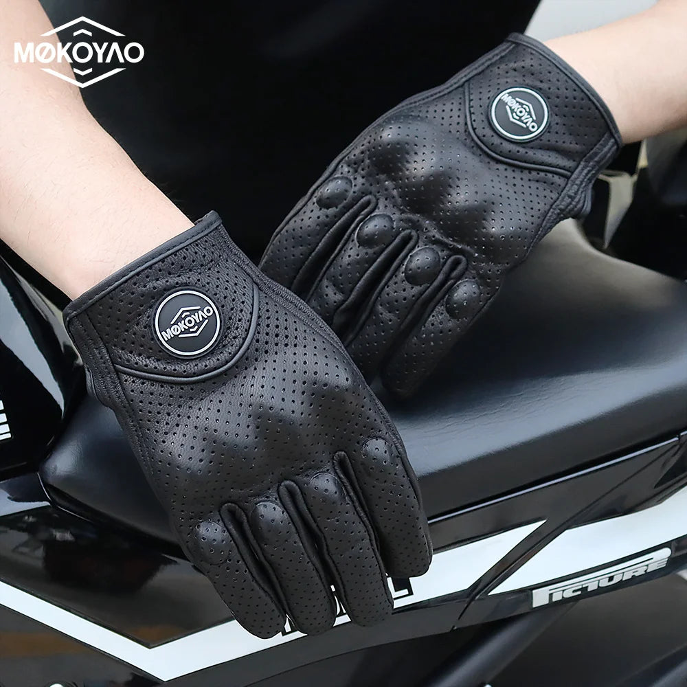 Goat Leather Motorcycle Gloves Men Women Retro Spring Summer Motorbike Waterproof Motocross Racing Street Riding Gloves