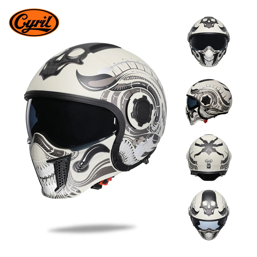 CYRIL Motorcycle Helmet Full Face Open Face Helmets 3/4 Men Women Modular Dual Visor Helmet For Motorcycle ECE DOT Approved