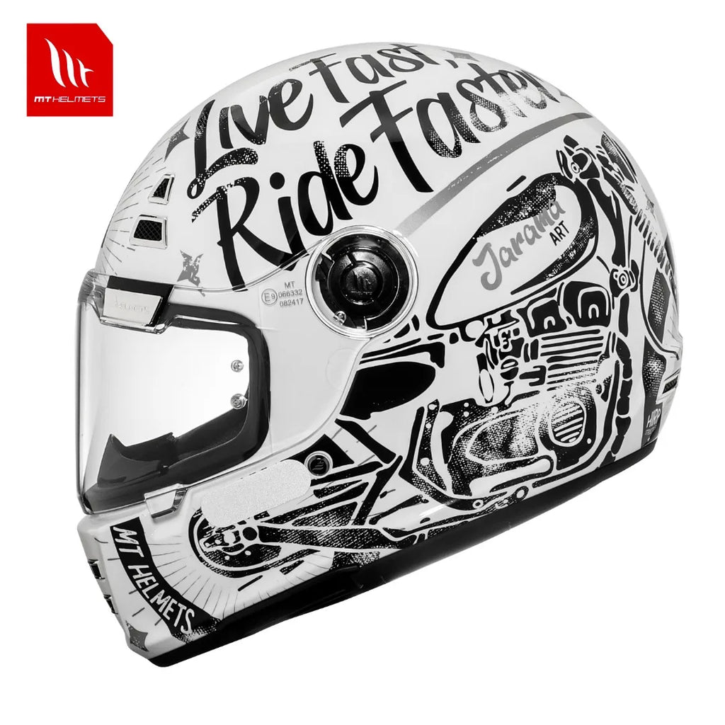 Full Face Helmet Motocross MT JARAMA Double D-ring Buckle Racing Motorcycle Helmets Gloss / Matt Anti-fog Retro V 32 Visor NEW
