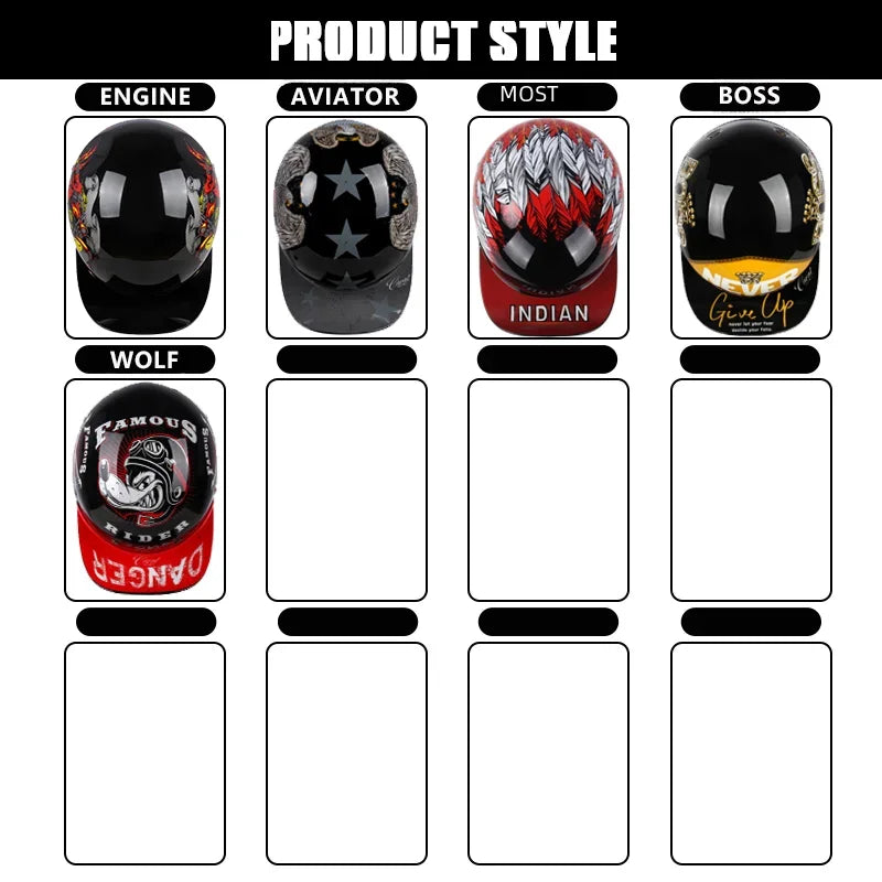 Uchoose Baseball Cap Helmet Motorcycle Vintage Retro Helmets Summer Open Face Scooter Cruiser Chopper Gangster DS Men Women Kid
