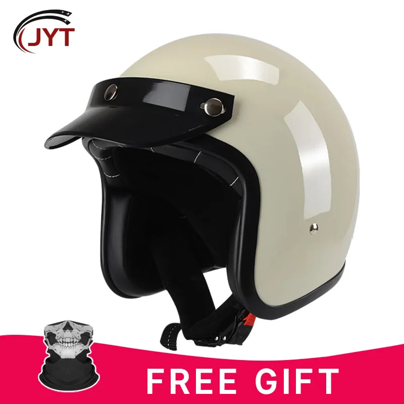 DOT Retro Open Face Motorcycle Low Profile Helmets 3/4 Half Helmet Vintage Four Seasons Unisex for Adult Men Women for Motocross