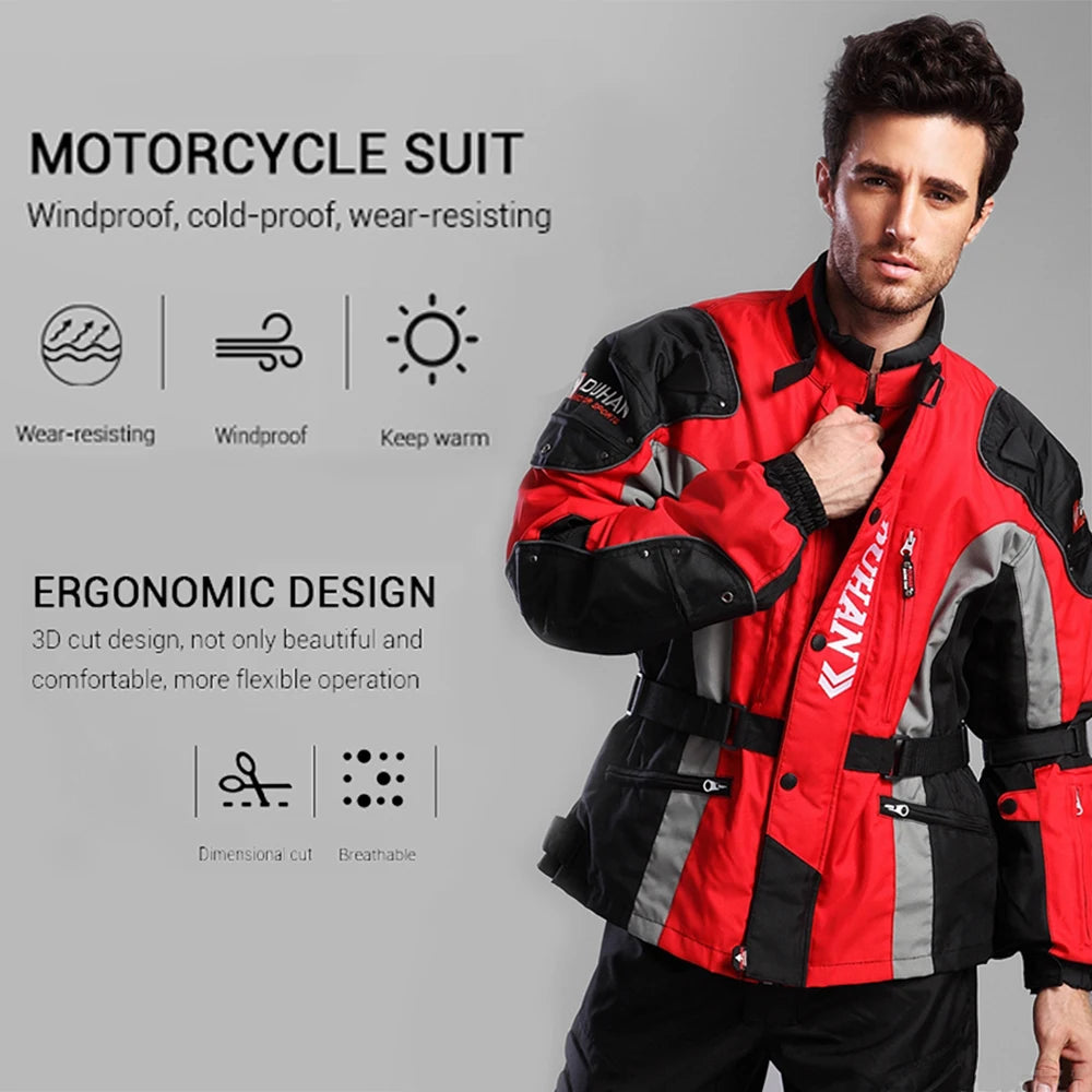 DUHAN Winter Motorcycle Jacket Moto Pants Wear-resistant Motocross Jacket  Windproof Moto Protector Touring Clothing