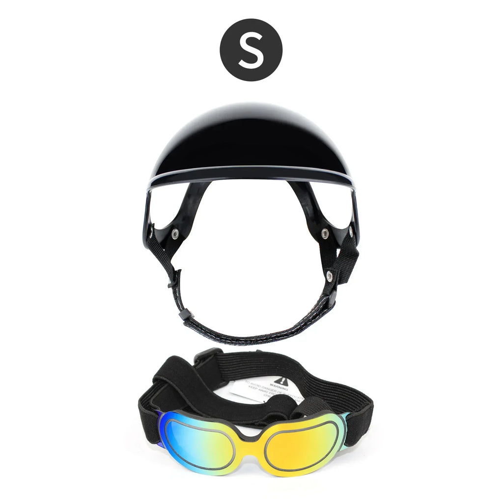 ATUBAN Dog Helmet and Goggles-UV Protection Doggy Sunglasses Dog Glasses Pet Hat Motorcycle Helmets Protection for Puppy Riding