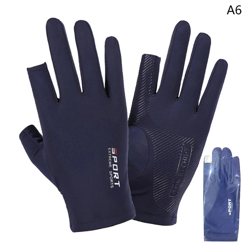 Outdoor Sports Ice Silk Touch Screen Riding Gloves for Men Women Breathable Glove Non-Slip Motorcycle Gloves for Cycling Driving