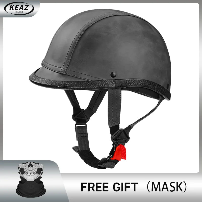 Newest Vintage Grey Motorcycle Helmet Motorcycle Ladle helmet Cruise Vintage Half Helmet German Leather Helmet Pedal Safety DOT