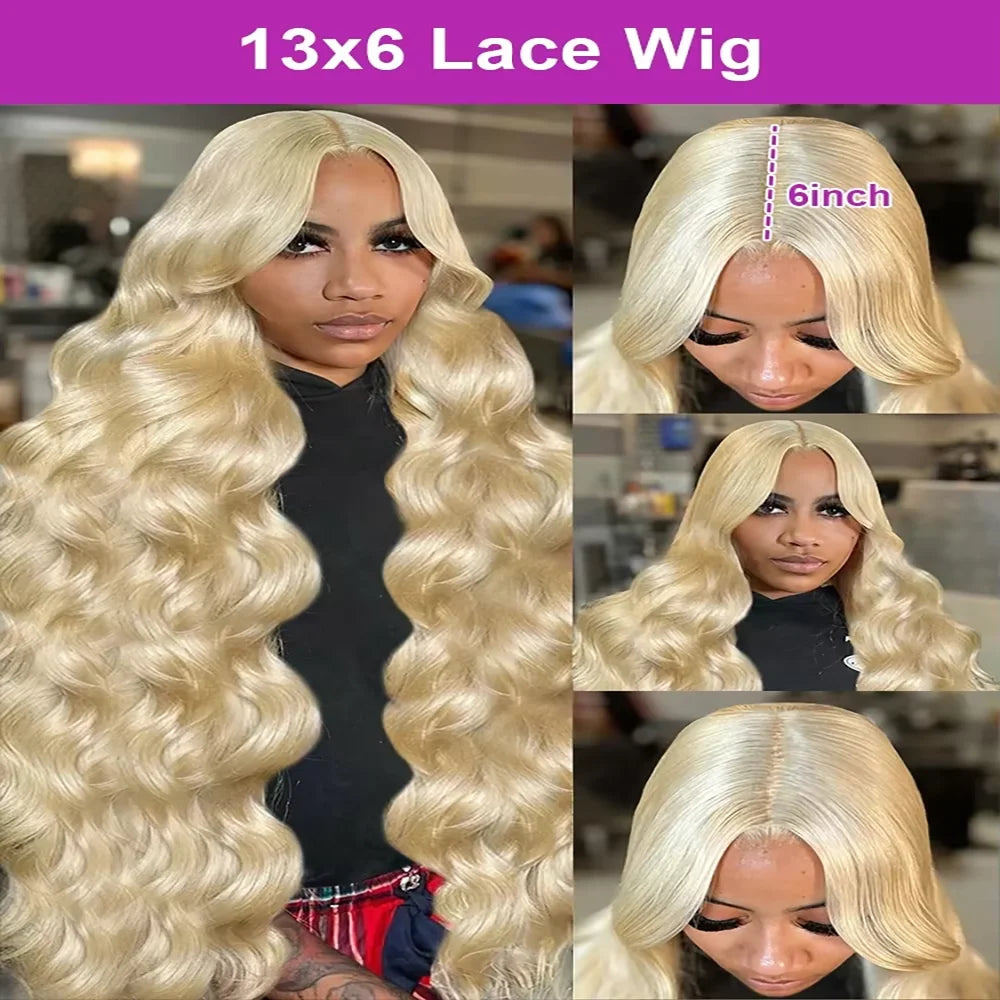40 42 Inch Body Wave Lace Front Human Hair Wigs Brazilian 613 Hd Lace Frontal Human Hair Wig 13x6 Colored Blonde 200 Density