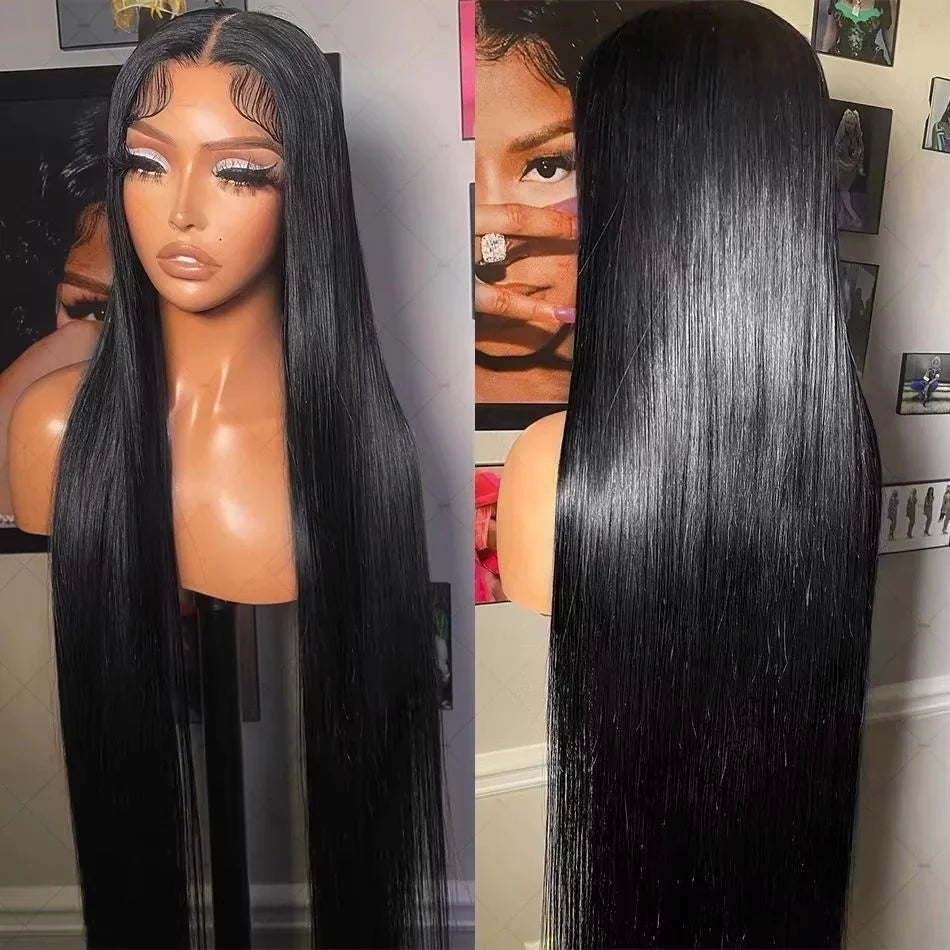 30 40 Inch Bone Straight 13x4 13x6 Hd Transparent Lace Frontal Wigs For Women 360 Pre Plucked Lace Wig Human Hair Lace Front Wig