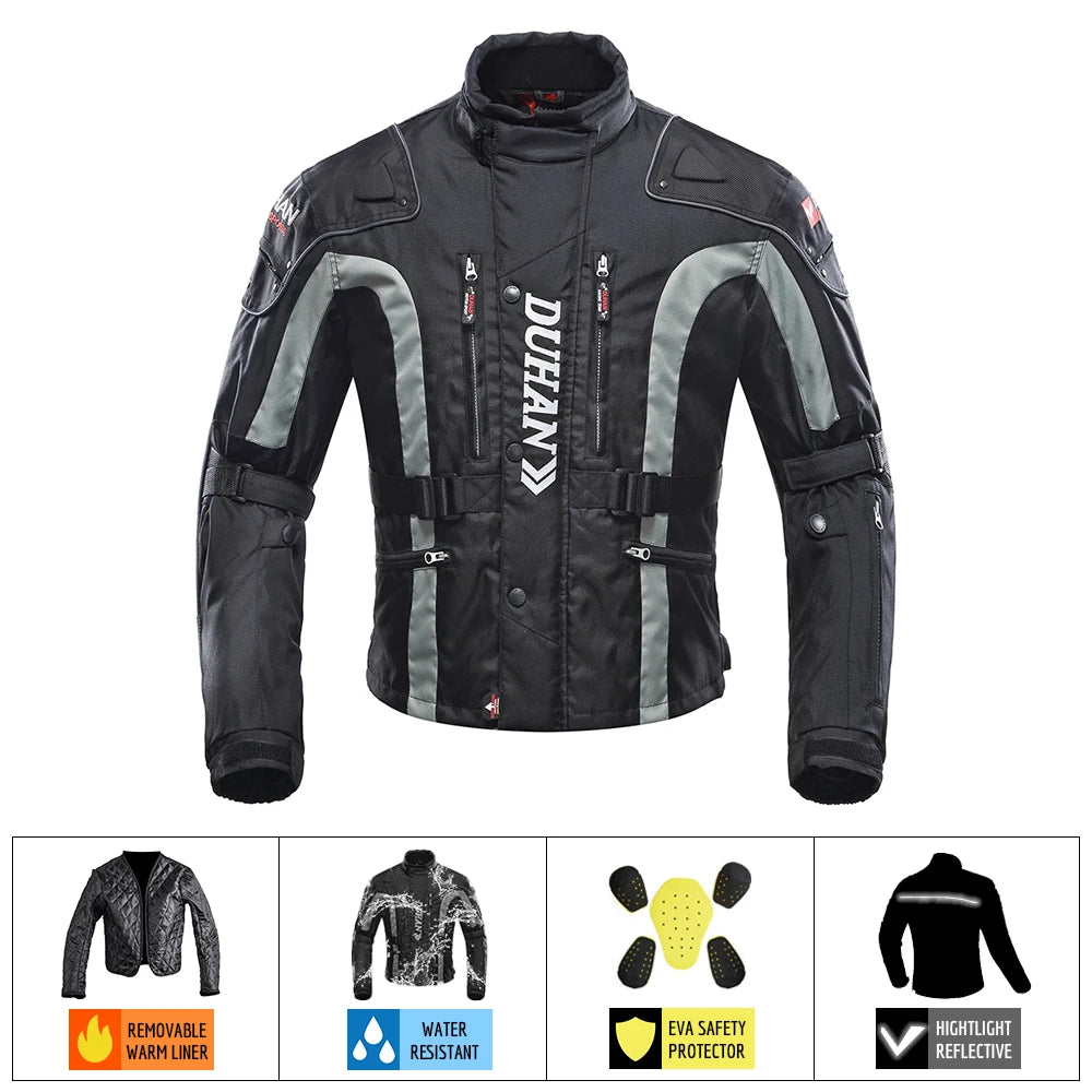 DUHAN Winter Motorcycle Jacket Moto Pants Wear-resistant Motocross Jacket  Windproof Moto Protector Touring Clothing