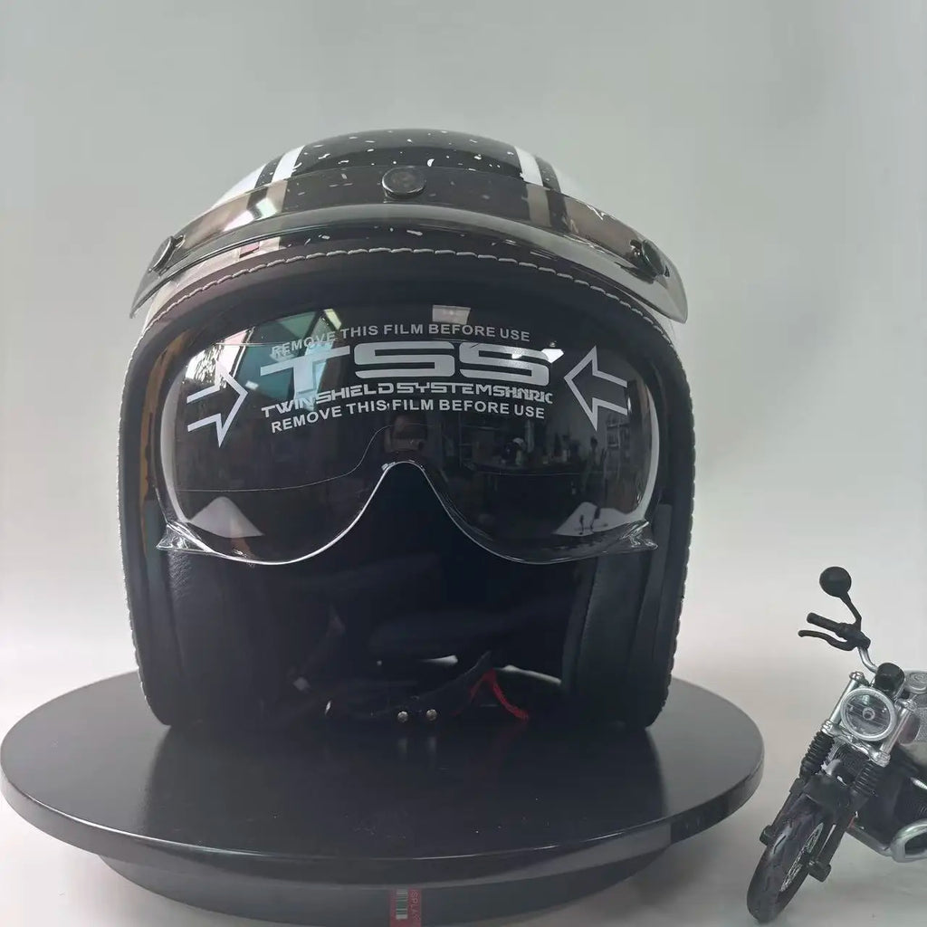 Retro Cruise Motorcycle Helmet Unisex Heavy Bike Riding Half Helmet Motorcycle 3/4 Helmet Vintage Style Cycling Protection