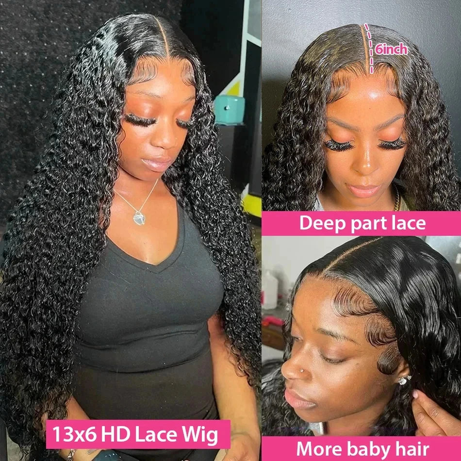 SoGreat 200% Density Curly Wigs Deep Wave Lace Front Wig 13x6 13x4 Lace Frontal Water Wave Human Hair Wig Natural Brazilian Hair