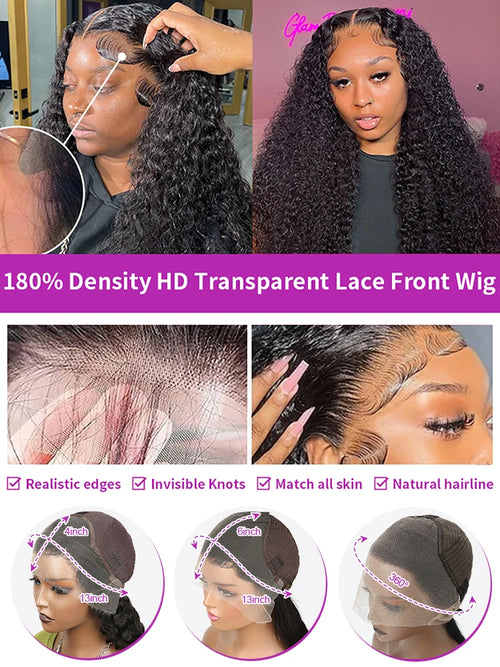 40 50 Inch Deep Wave Frontal Wig 13x4 13x6 360 HD Lace Frontal Wigs 300 Density Water Curly Human Hair Lace Front Wigs For Women