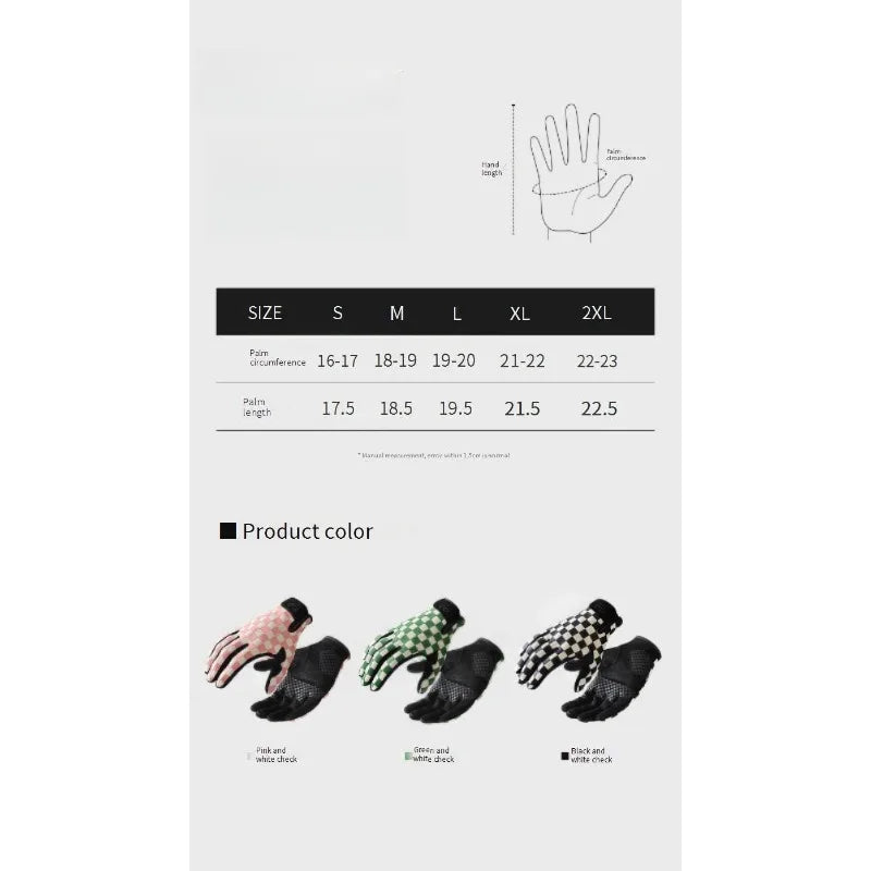 Motorcycle Riding Gloves Breathable Touchscreen Compatible for Men Women Motorbike Cycling Outdoor Sports Retro Plaid Design