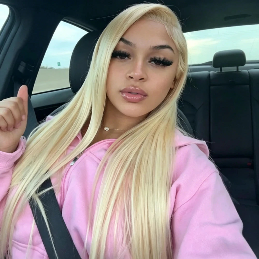 30 40 Inch 613 Blonde Straight Lace Frontal Wig 13x4 13x6 HD Transparent Lace 220% Density Brazilian Human Hair for Women